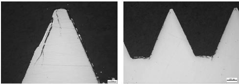 螺紋牙側和牙頂折疊50× 圖8-51 螺紋的牙底折疊50×