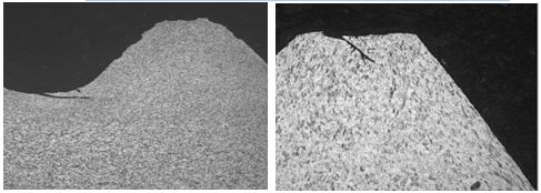 螺紋的牙側折疊 50× 螺紋的頂側折疊 50×