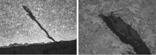 折疊裂紋形態 折疊裂紋尾部形態 400&times;