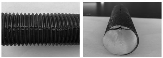 圖16-16螺桿缺陷宏觀形貌 圖16-17螺桿橫截面缺陷形貌 圖16-16螺桿缺陷宏觀形貌 圖16-17螺桿橫截面缺陷形貌