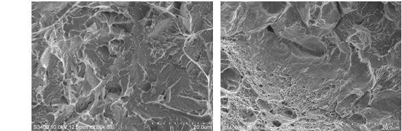 圖12-55 擴展區微觀形貌 圖12-56最終斷裂區微觀形貌