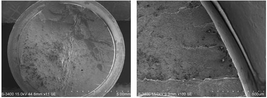 圖11-184 斷口低倍形貌圖11-185 斷面裂紋起始區微觀形貌