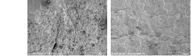 圖9-15 疲勞源處有多條裂紋 圖 9-16 疲勞擴展區形貌