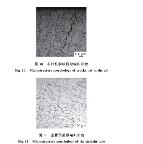 圖10 非凹坑裂紋顯微組織形貌 圖10 非凹坑裂紋顯微組織形貌